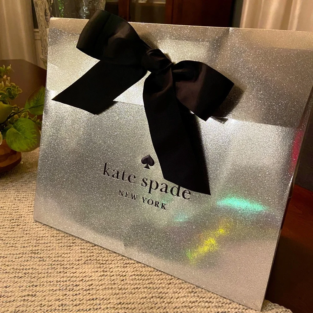 SPECIAL EDITION - New! Kate spade gift bag + tissue Sparkling silver bag, ribbon